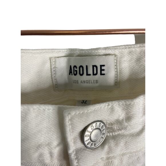 Agolde Lana Mid Rise Vintage Straight Organic Cotton Baggy Jeans White Size 32 - Picture 7 of 12